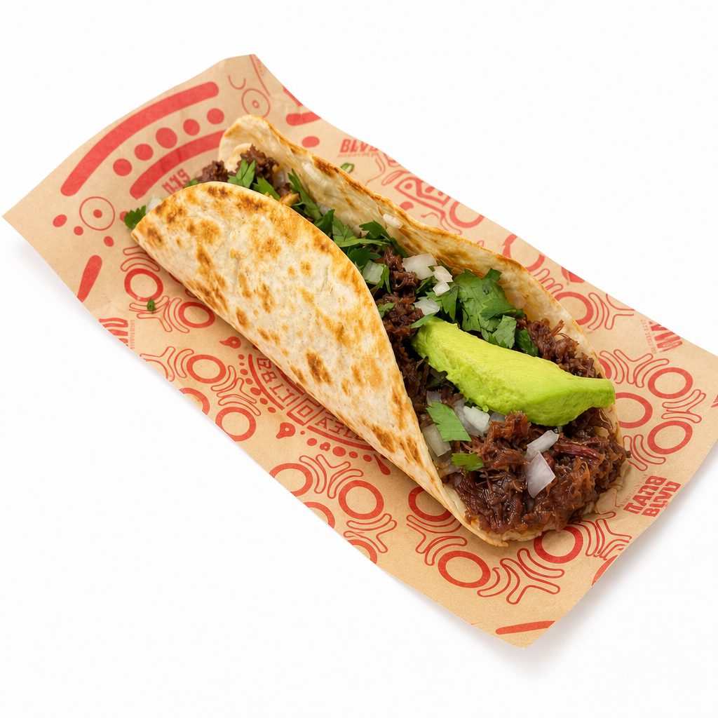Taco 8" Barbacoa Flour Tortilla.