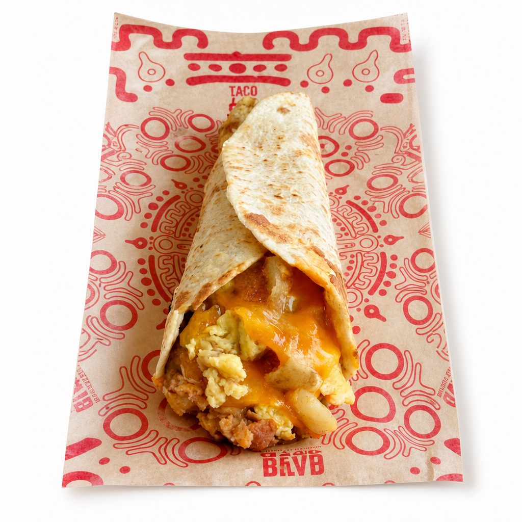 Blvd Taco Potato Egg Beans and Cheese.