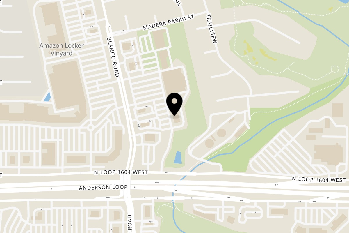 Map showing the location of Taco Blvd Stone Oak on 18360 Blanco Rd #116 in San Antonio